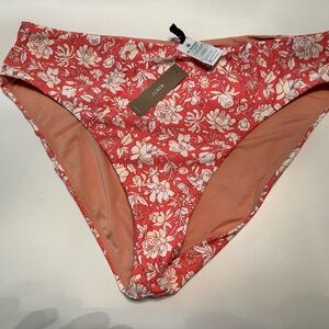 NWT J Crew Pink White Bikini Bottom High Waist XXL  Tossed Floral SOLD OUT